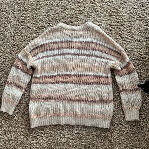 American Eagle Outfitters Beige and Pink Striped Sweater